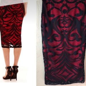 Bisou Bisou Pencil Skirt Lace Look Overlay.